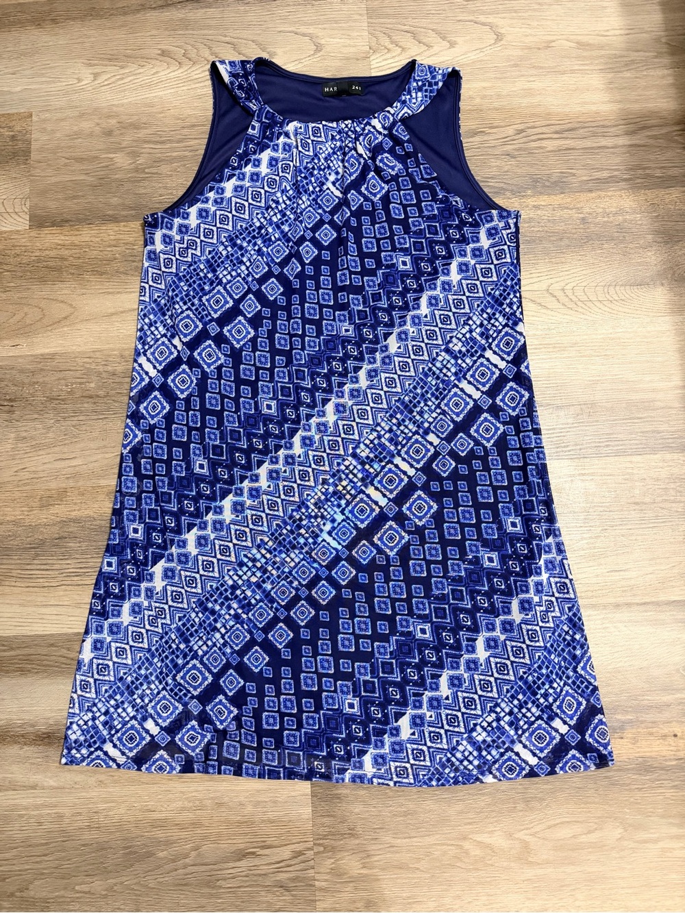 Harper Blue and White Geometric Mini Dress